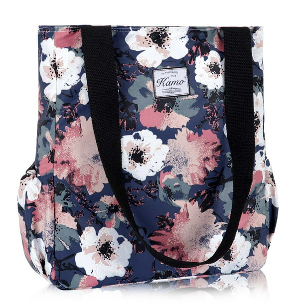 Kamo Floral Tote Bag Waterproof Lightweight Handbags Travel Shoulder Bag for Hiking Yoga Gym Swimming Travel Beach